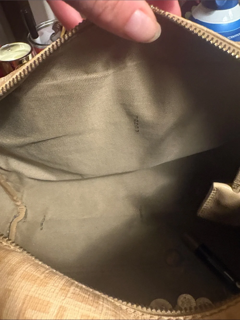 Fendi Beige Monogram Satchel with Gold Hardware